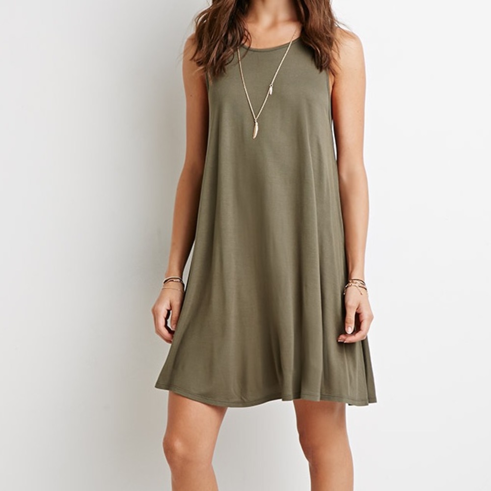 Olive green tank top dress